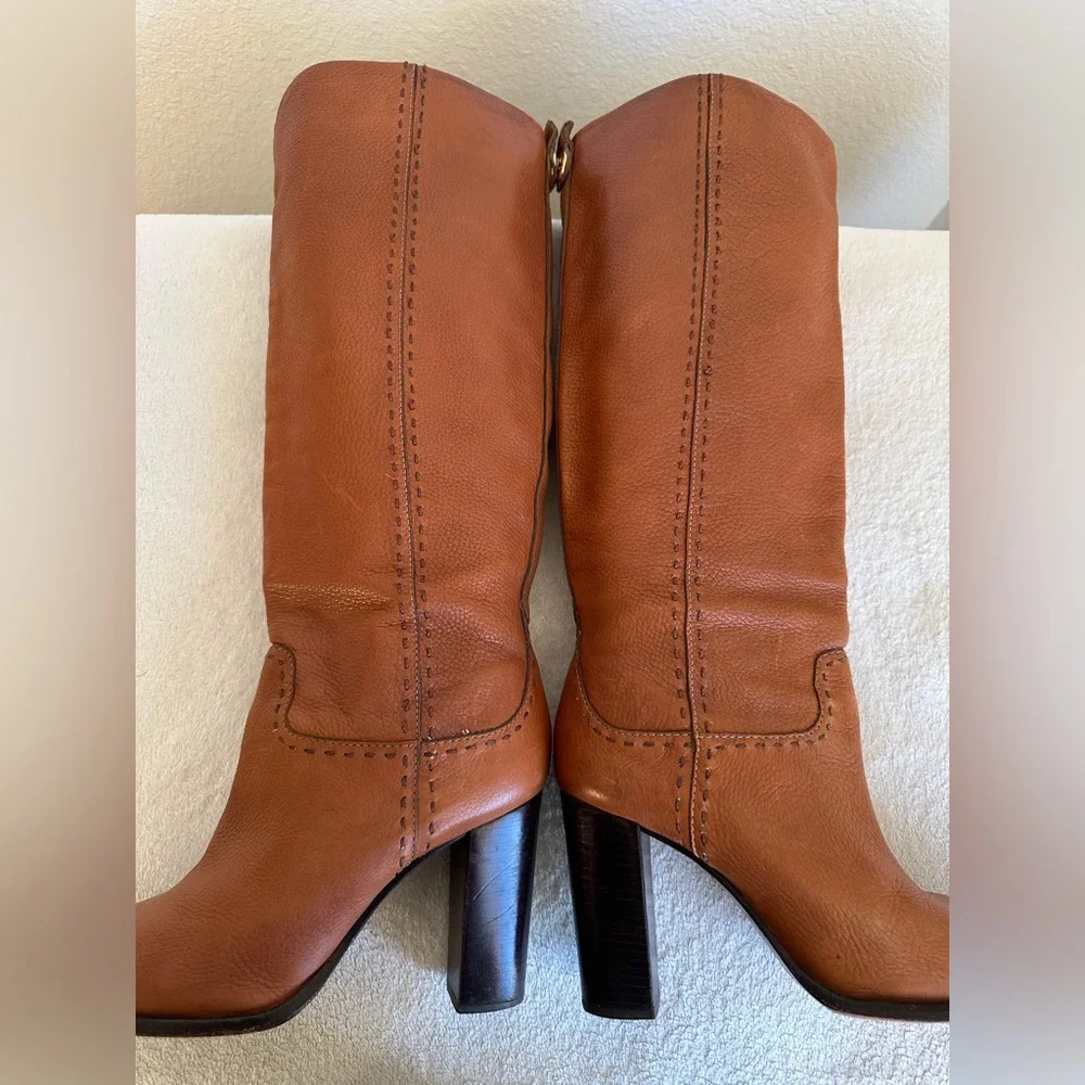 Tory Burch Wyatt Stovepipe Boot size 9.5 M brown‎ tall riding boots